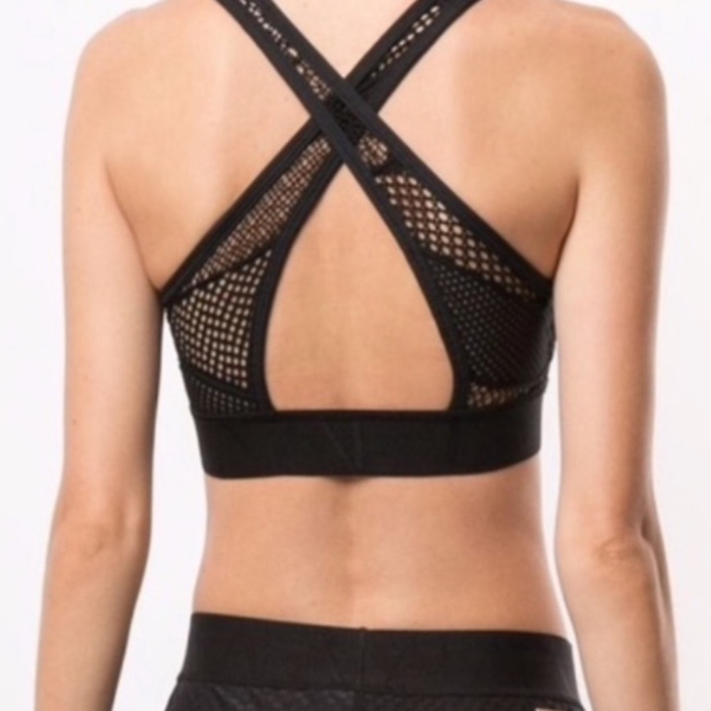 Alala Black Mesh Strappy Sports Bra